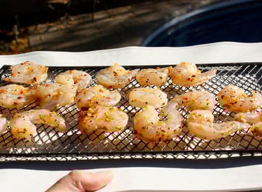 shrimp prepped for the barbecue