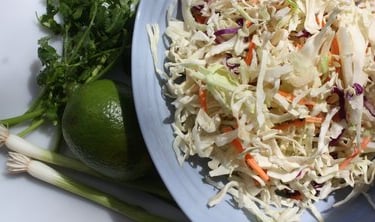 ingredients for creamy Asian slaw