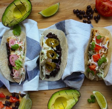 taco feast with 3 types of tacos