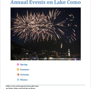 Annual events on Lake Como including festivals, concerts, and sports