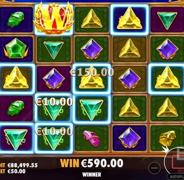 Diamond Cascade'de 10 kat çarpanlı 8 elmas zinciri