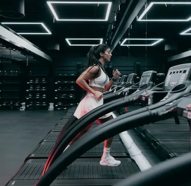 mais alhajri running on treadmill wearing white sportswear