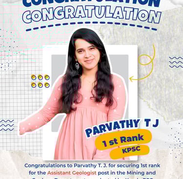 First rank Kerala PSC, assistant geologist ,Mining and geology department Kerala