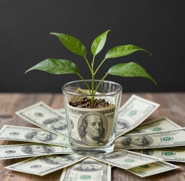 green plant in clear glass cup