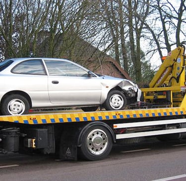 a car being recoverd from accident