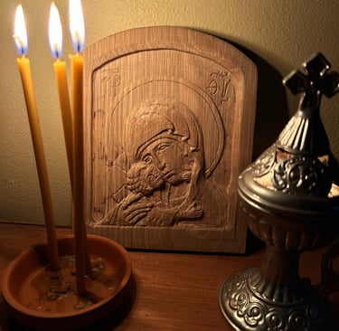 a candle with candles on a table