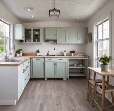 a wooden table with a few antique objects on it