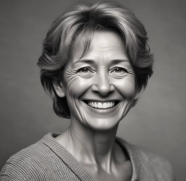 A woman is practicing yoga by the sea, standing with arms raised and eyes closed, conveying a sense of calmness and introspection.