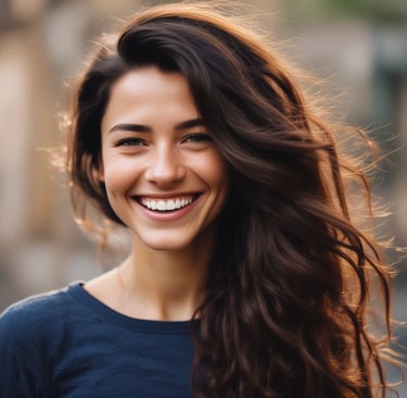 A woman is practicing yoga by the sea, standing with arms raised and eyes closed, conveying a sense of calmness and introspection.