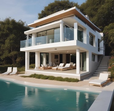 An old, weathered building with green doors and windows, featuring a textured yellow and faded green facade. The roof is made of terracotta tiles, and the building has a 'For Sale' sign with contact information written in Spanish and English. Two cars, a dark blue one and a white one, are parked in front. The building seems situated in a bright, sunny area.