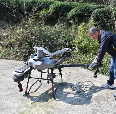 drone delivering food to farmers in the field