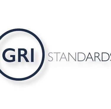 a logo for a company that is holding a logo for gri