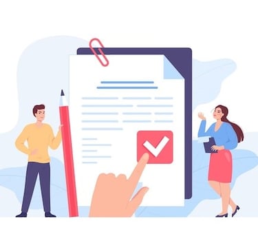 a person holding a pen and a pen in front of a clipboard with a
