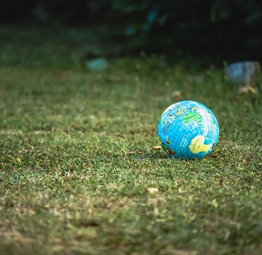 a globe globe with a globe on the grass