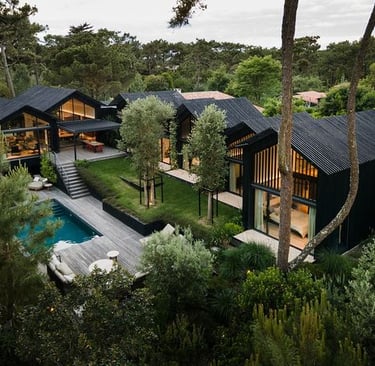 wood style house near the beach with swiming pool