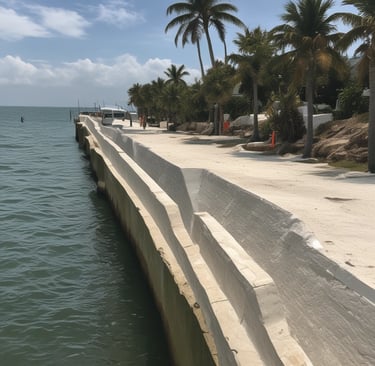 rusty Seawall in need of maintenance 