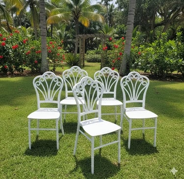 white chairs for rent, furniture rental sharjah, furniture rental in abu dhabi