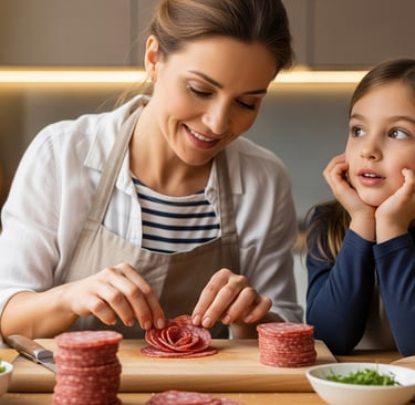 a woman and her daughter preparing to make a meal