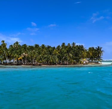 View from private catamaran bedroom window-San blas Island Panama
