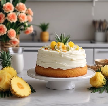 a stunning pineapple cake ready to eat