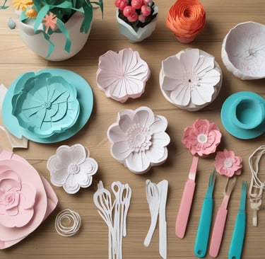 cricut paper flowers on table top