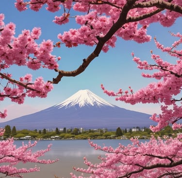 mount fuji, pink cherry blossoms and the language of flowers