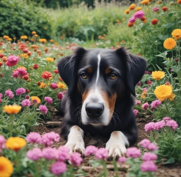 black dog looks ill after eating flowers poisonous to dogs