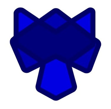 a blue and white geometrical design with a blue and white background