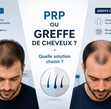 Comparaison entre greffe de cheveux et traitement PRP