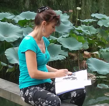 croquis lotus à l'encre
