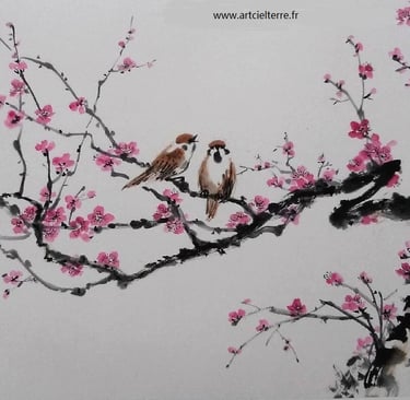 prunus peinture chinoise