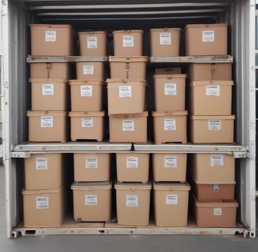 A variety of colorful containers stacked in a storage facility.