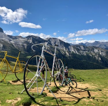 Tour de France Bicycle Sculptures on top of the Aubisque