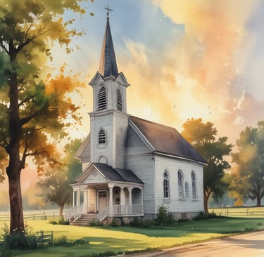 A peaceful outdoor setting for a worship event, highlighting nature and faith.