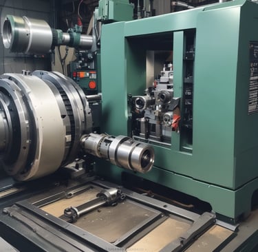 Before and after images of CNC machine restoration.