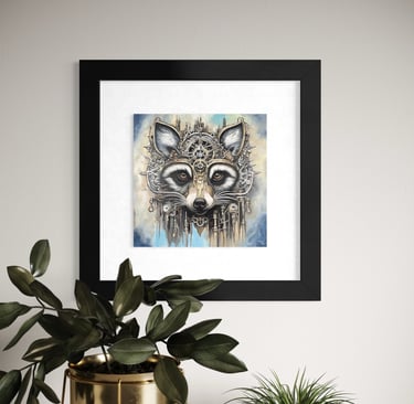 Steampunk Raccoon framed print