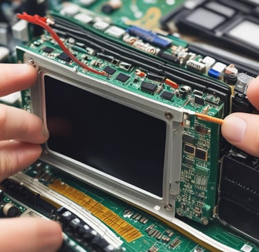 An industrial circuit board undergoing thorough inspection.