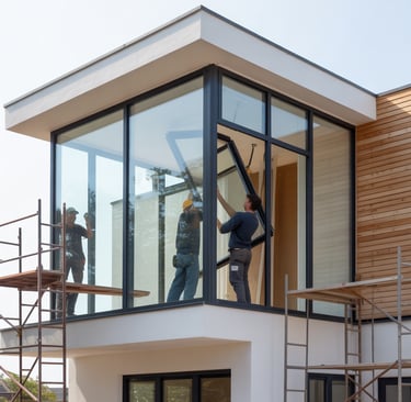 Modern home with lenergy-efficient replacement windows allowing natural light into its living room