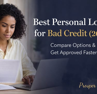A woman reviewing loan documents on a laptop for the best personal loans for bad credit in 2026.