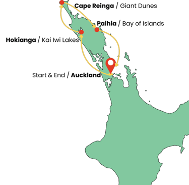 photo of a map of the tour itinerary in northland