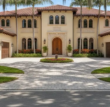 Wide custom concrete driveway in Coral Gables, FL