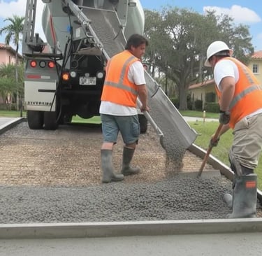 Freshly poured concrete driveway in Coral Gables, FL home