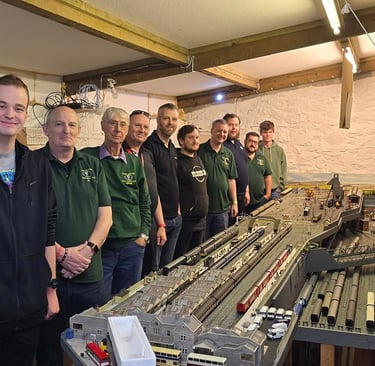Photo of club members by the main layout