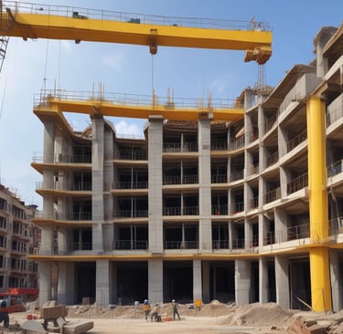 A completed residential building with modern design.