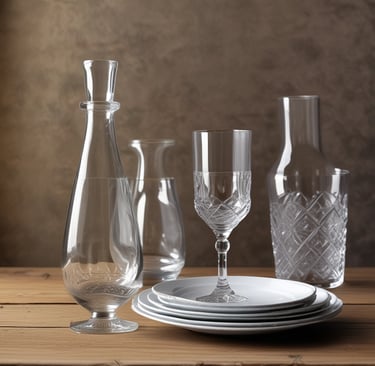 A beautifully set dining table with hand-crafted tableware.