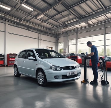 A high-quality image of a car engine being serviced.
