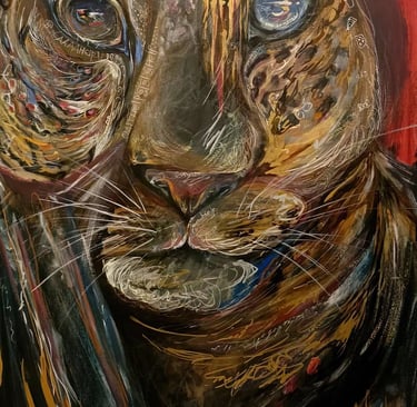 Original Mixed media Leopard Painting. Neon indie Leopard Art. Neon Leopard art. By the artist Angelina.N ArtNess
