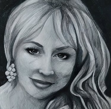 Original painting of Mother. Mixed media portrait. Creative portrait by the artist Angelina.N ArtNess.