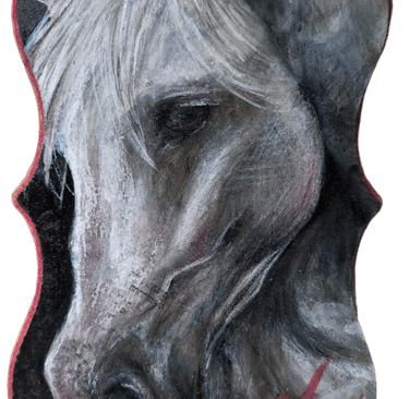Original realistic white horse painting. Mixed Media painting. Young artist Horse art. amazing horse painting by A.N ArtNess