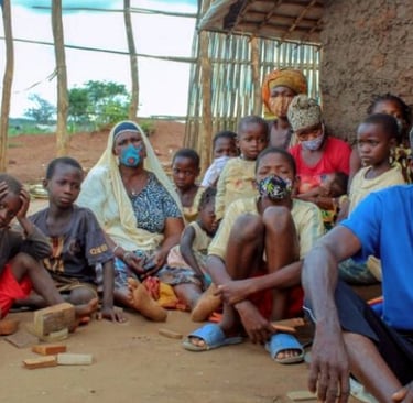Displaced families in Cabo Delgado, Mozambique, affected by the Al Shabaab insurgency.
